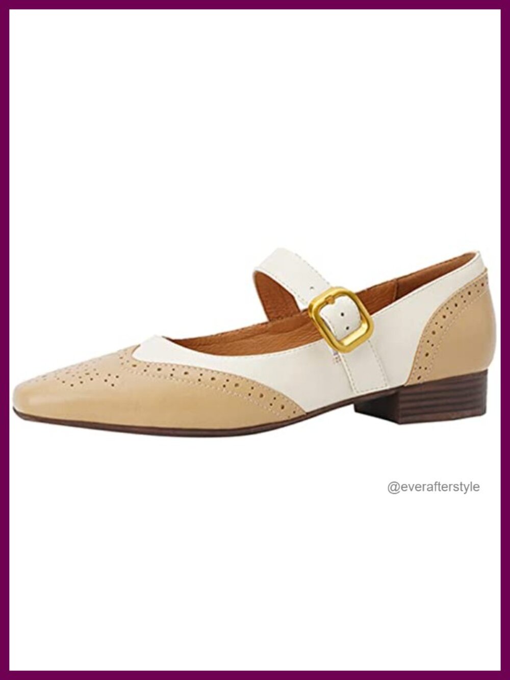 Mary Jane Leather Flats Square Toe Slip On Casual Vintage